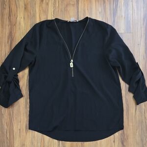 Michael Kors Black Women's Top with Zipper Detail